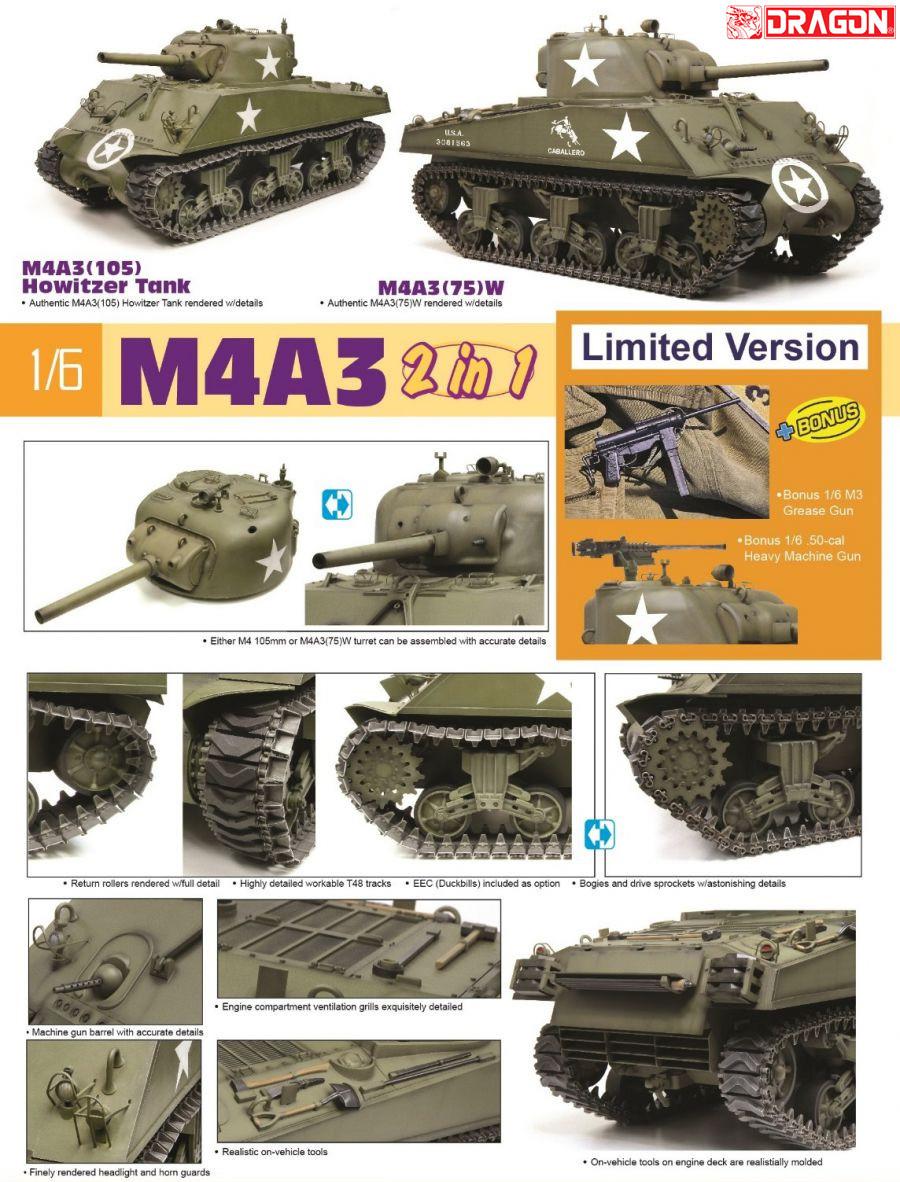 1/6 Dragon M4A3 Sherman- 2in1 (105) or (75)W - PREORDER