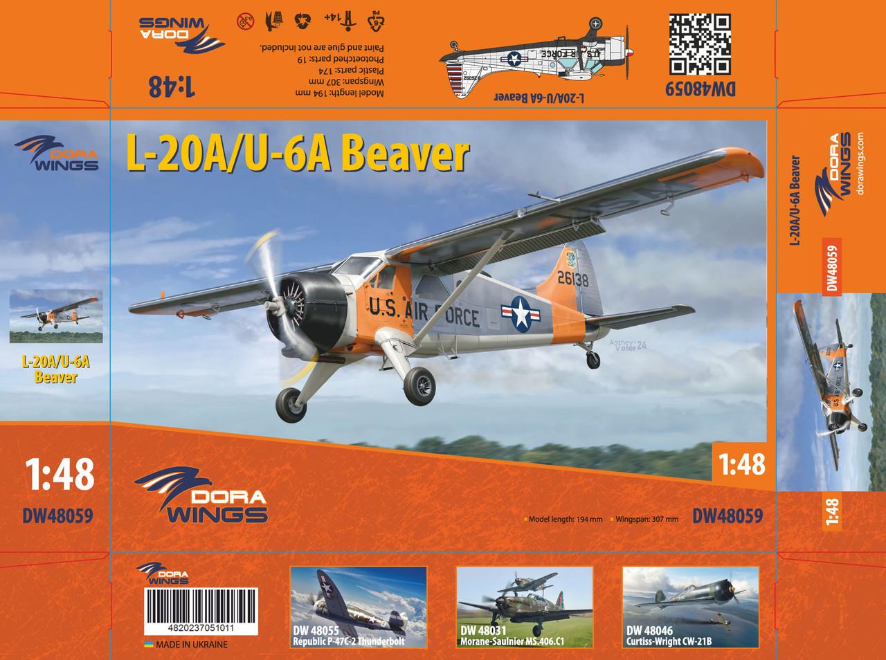 1/48 Dora Wings de Havilland Canada L-20A / U6A Beaver Plastic