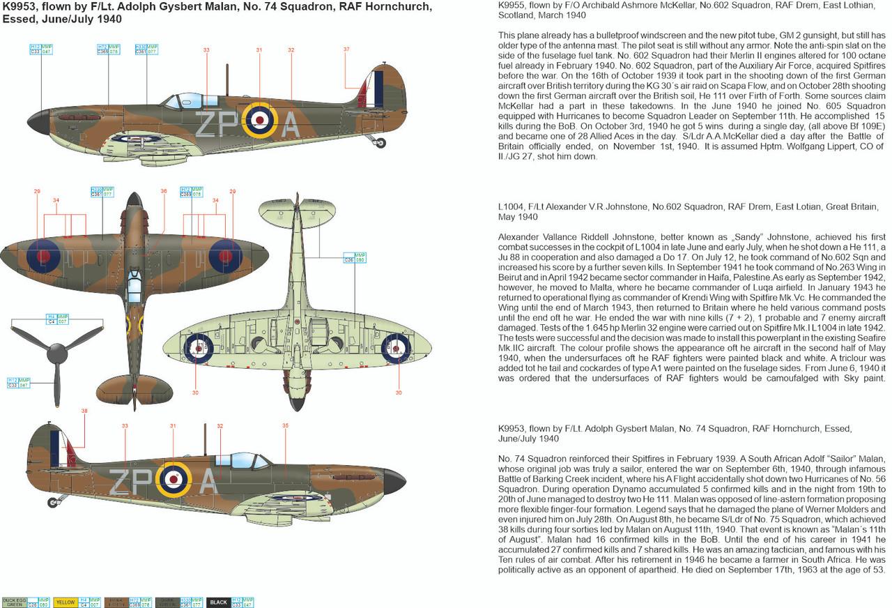 spitfireプロフィール必読　 1/32 Artscale Spitfire Mk.Ia part 1 - The Few, 1940 RAF Aces