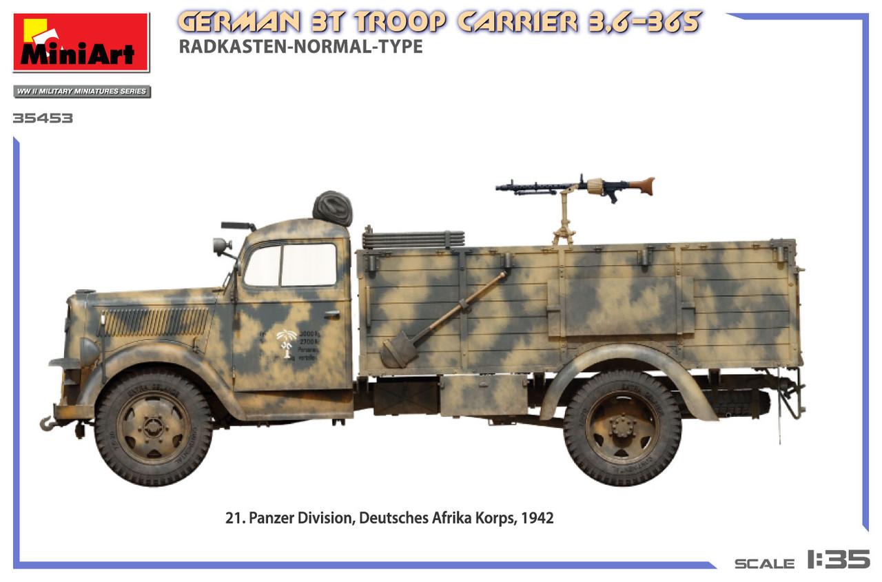 1/35 Miniart GERMAN 3T TROOP CARRIER 3,6-36S RADKASTEN-NORMAL-TYPE