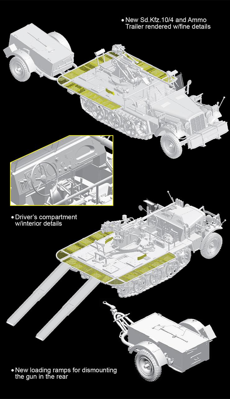 1/35 Dragon Sd.Kfz.10/4 fur 2cm FlaK 30 w/AMMO TRAILER