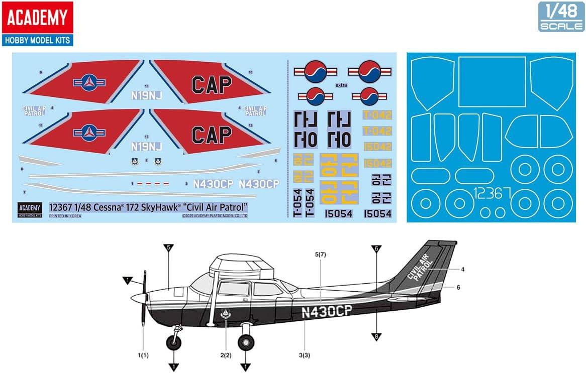 1/48 Academy Cessna 172 Skyhawk Civil Air Patrol Plastic Model Kit