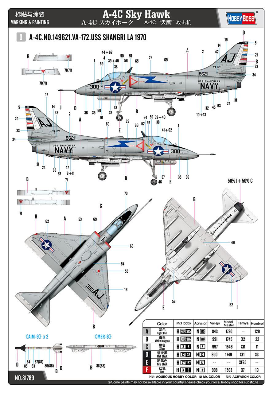 1/48 Hobby Boss A-4C Sky Hawk Plastic Model Kit - Squadron.com