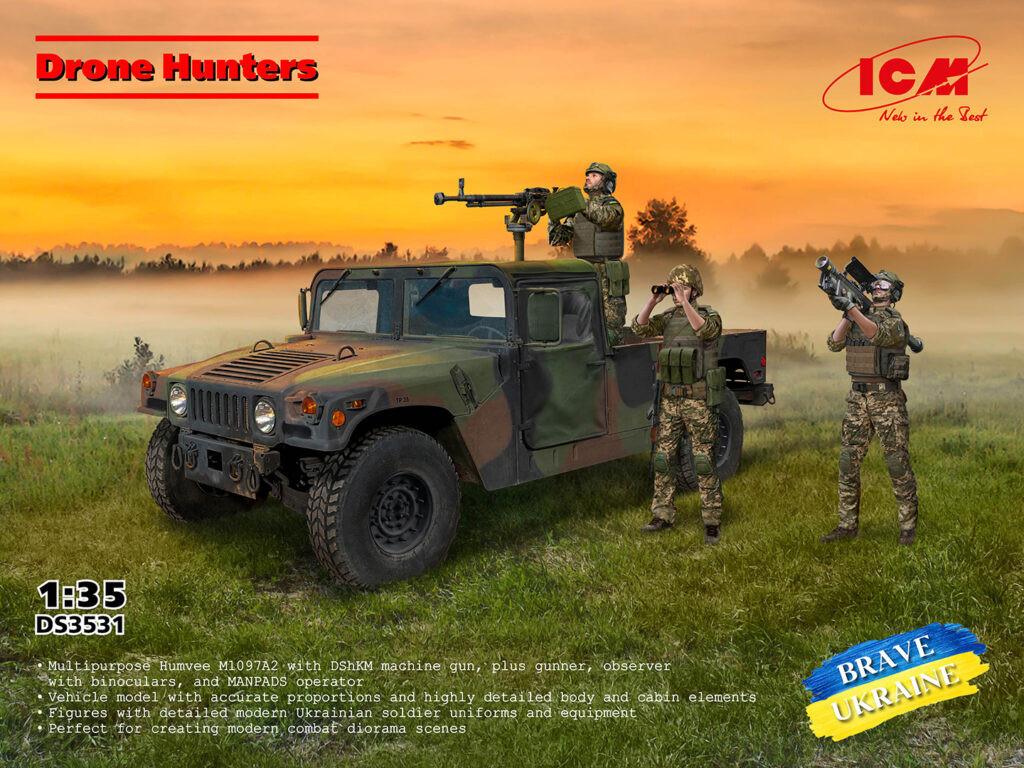 1/35 ICM Models Drone Hunters Humvee and Figure Set Plastic Model