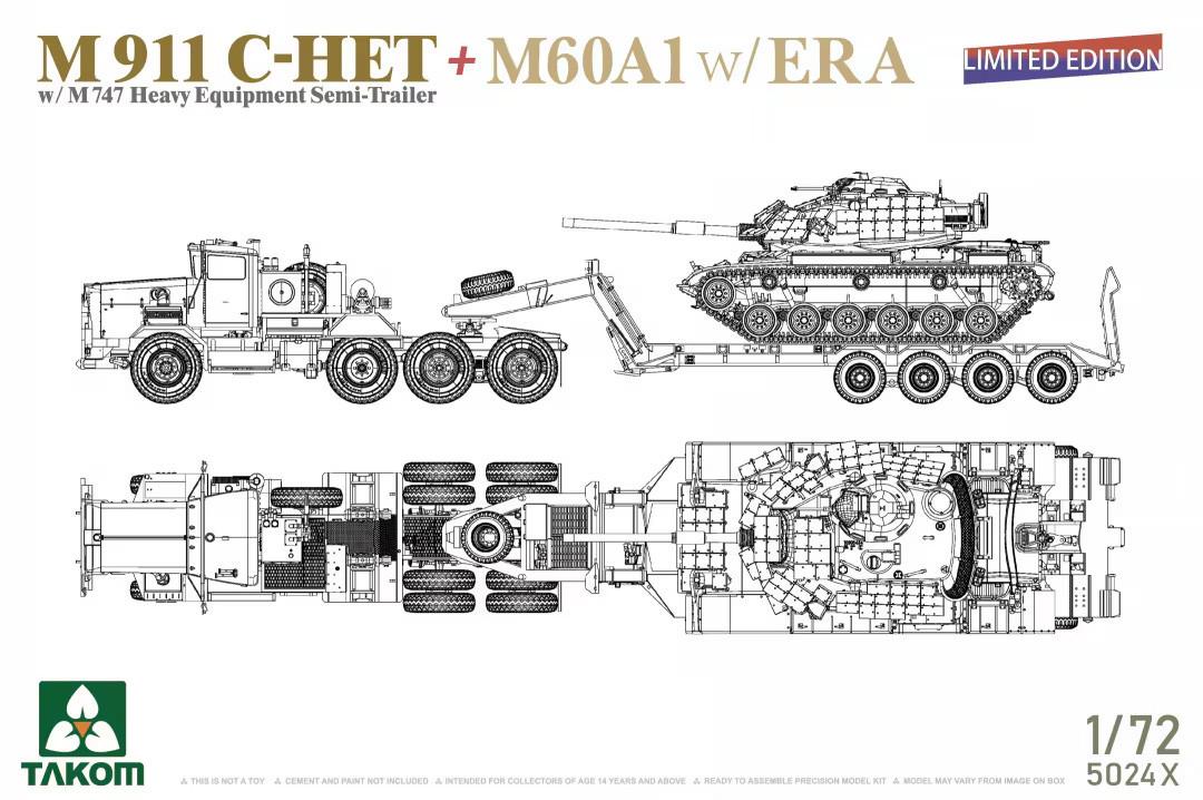 1/72 Takom M911 C-HET w/M747 & M60A1 w/ERA Plastic Model Kit