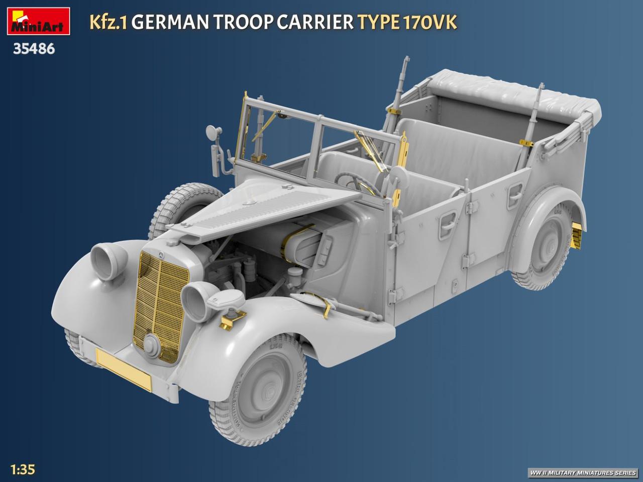 1/35 Miniart Kfz.1 German Troop Carrier Type 170VK Plastic Model