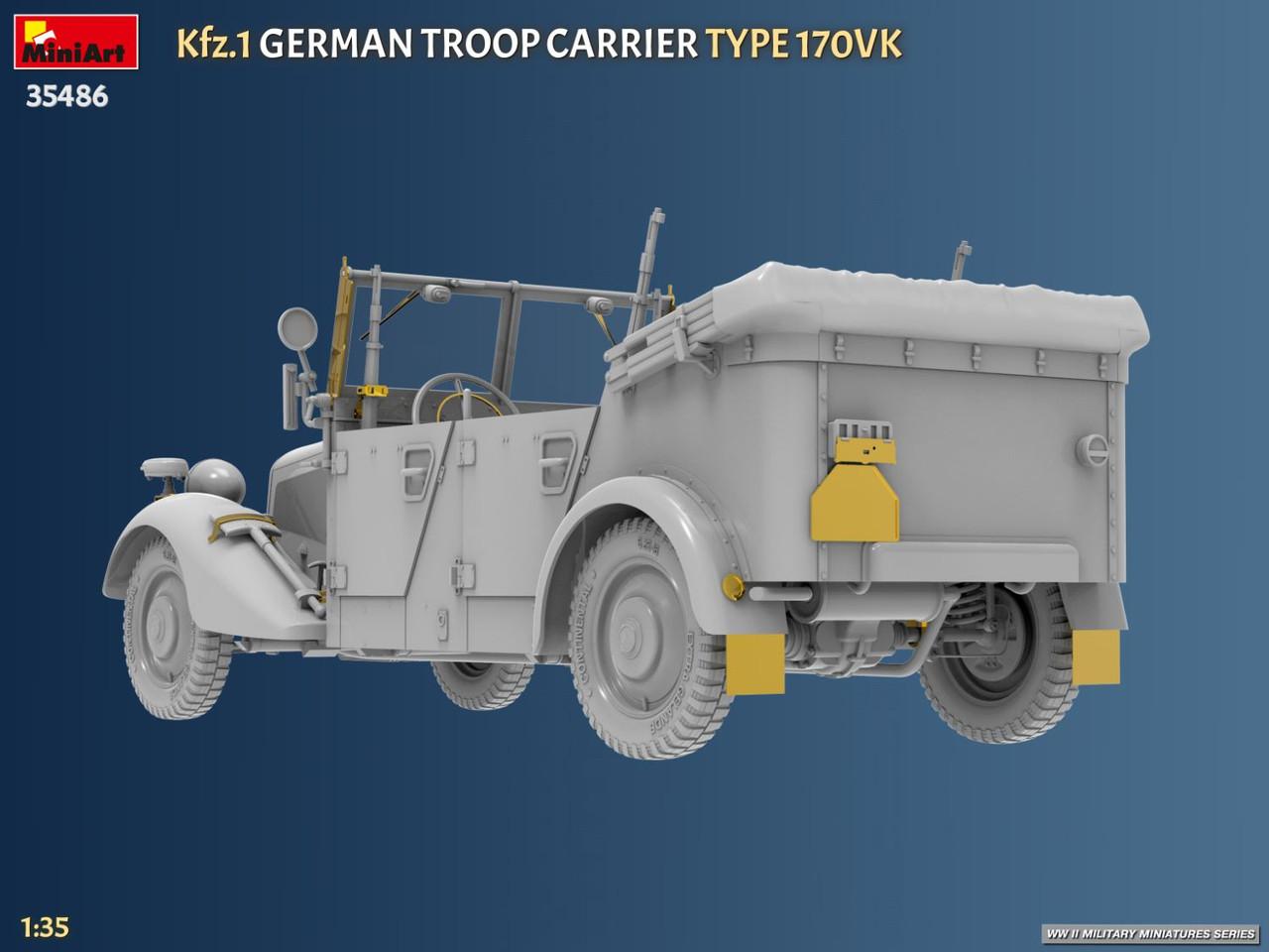 1/35 Miniart Kfz.1 German Troop Carrier Type 170VK Plastic Model