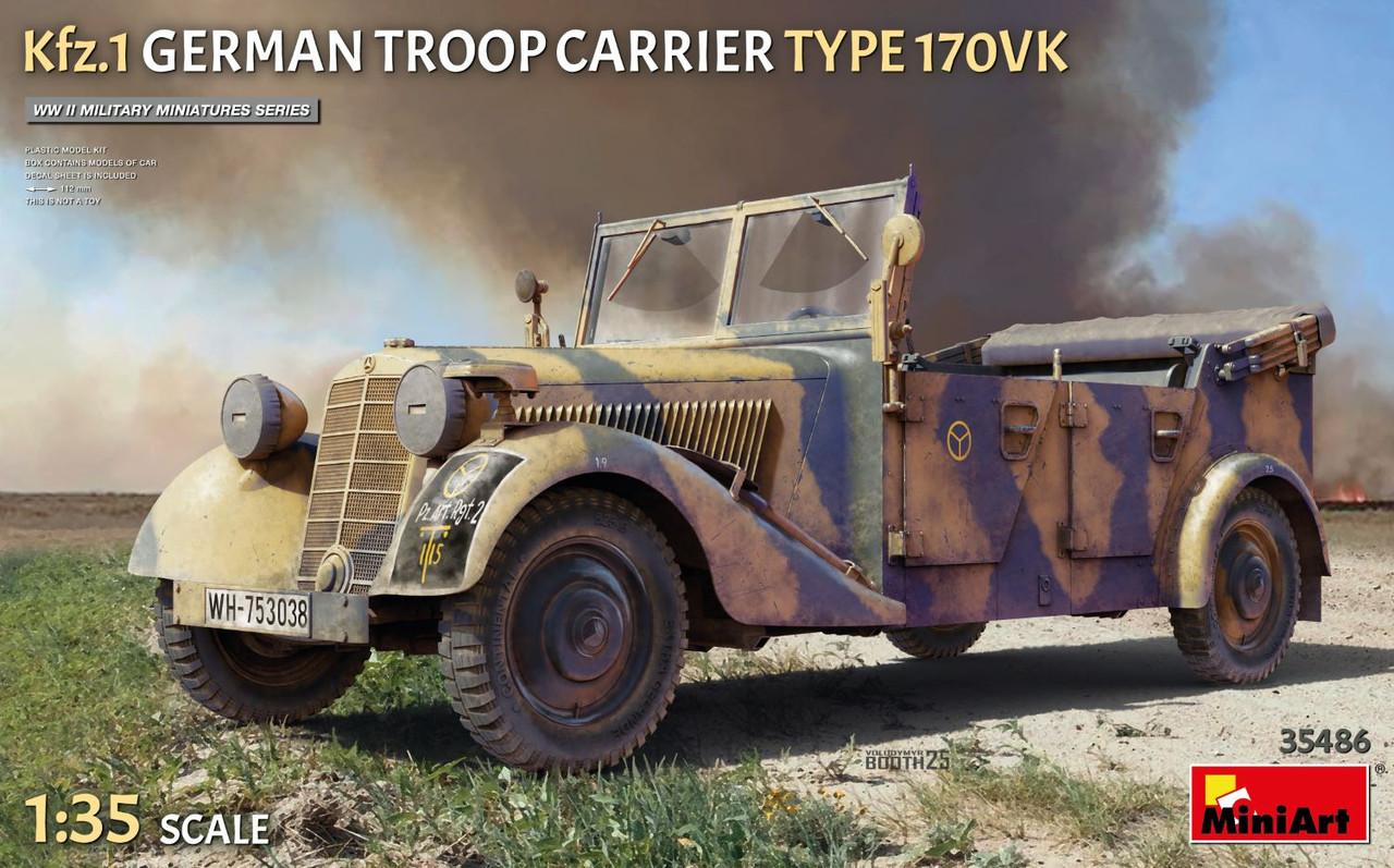 1/35 Miniart Kfz.1 German Troop Carrier Type 170VK Plastic Model