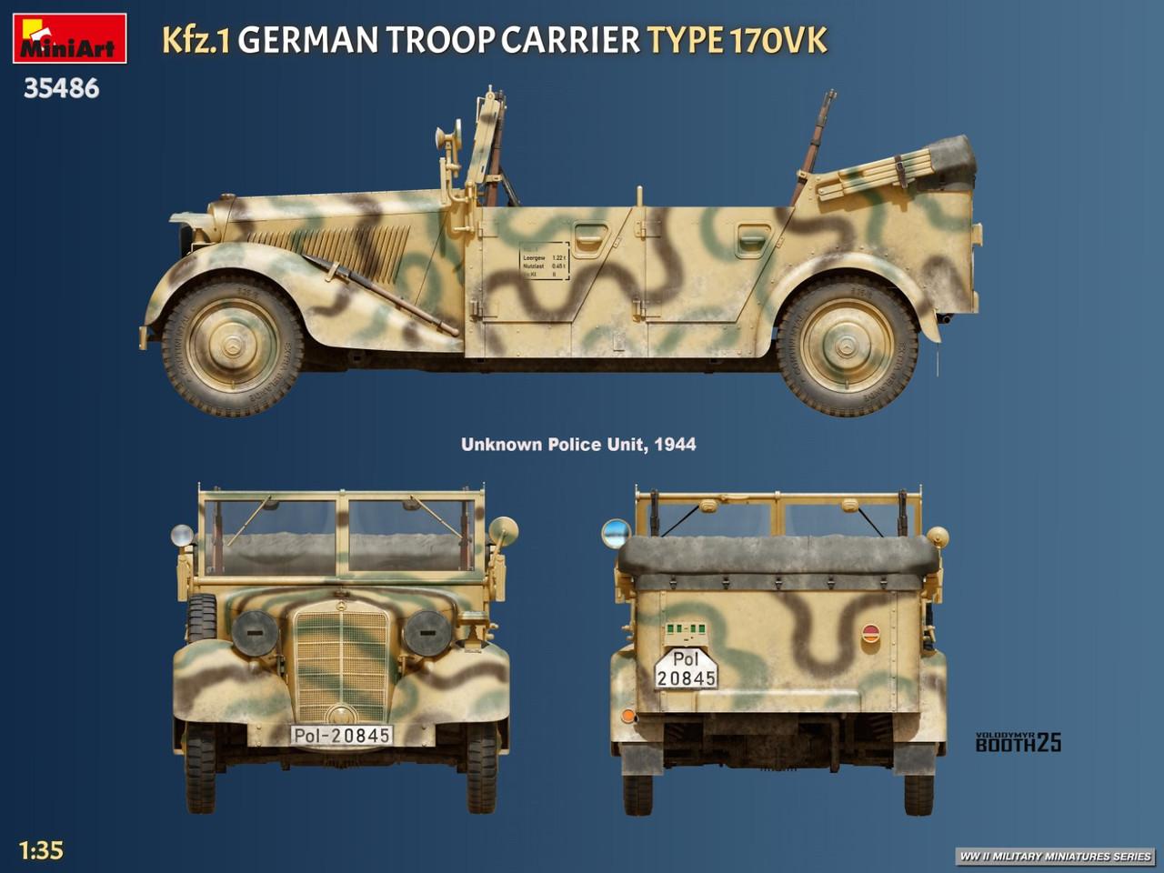 Maquette MiniArt 1/35 – Kfz.70 MB 1500A Allemand 4x4 Avec équipage, Neuve