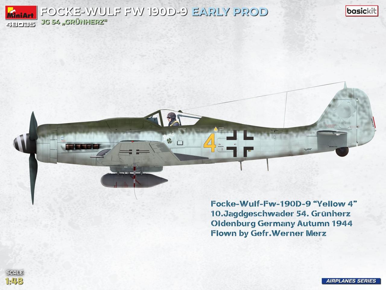 1/48 Miniart FW190D-9 Early Prod. JG 54 Grunherz (Basic) Plastic