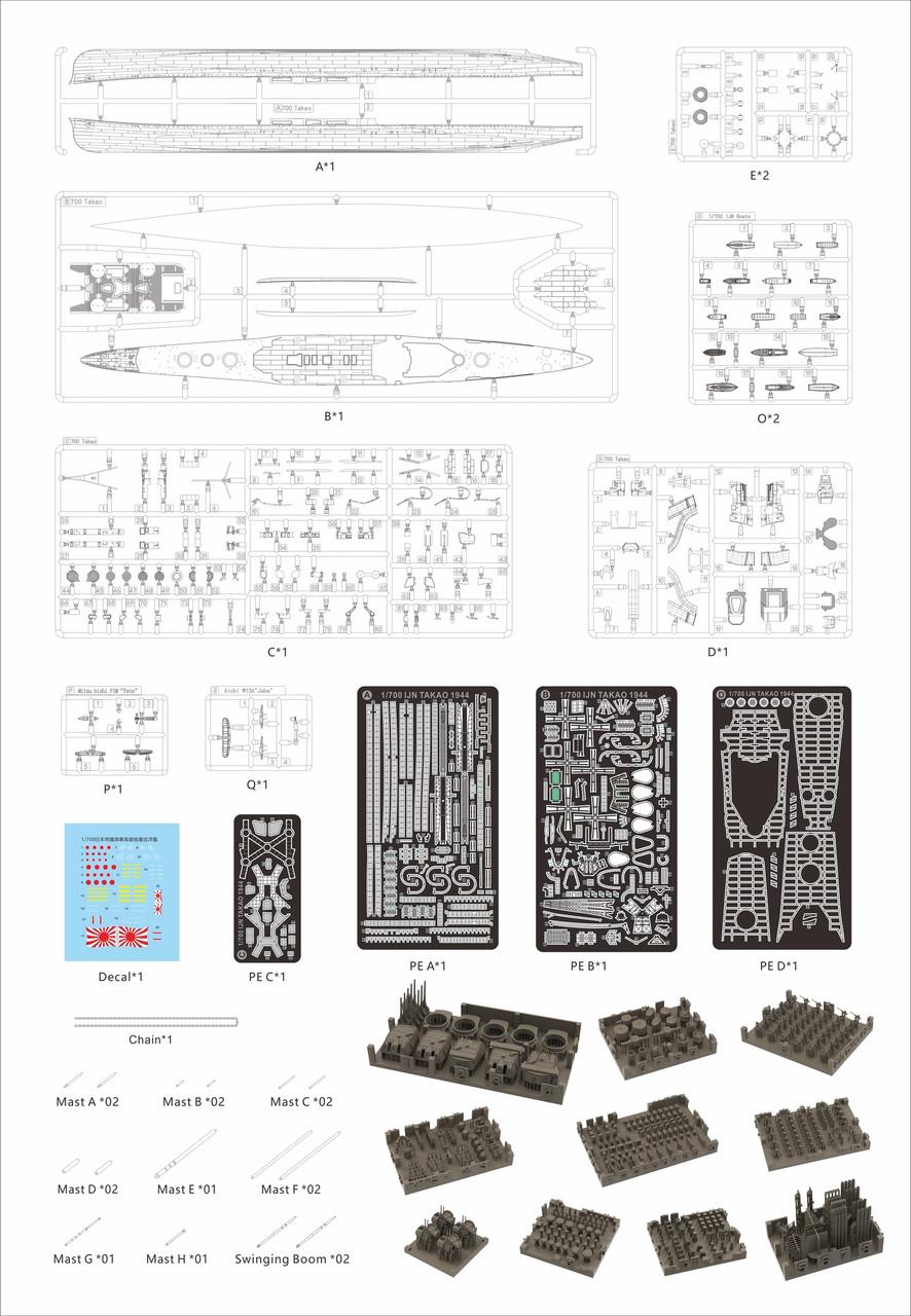 nayu　4セットまとめ 1/700 Very Fire IJN Takao Plastic Model Kit (Deluxe) - Squadron.com