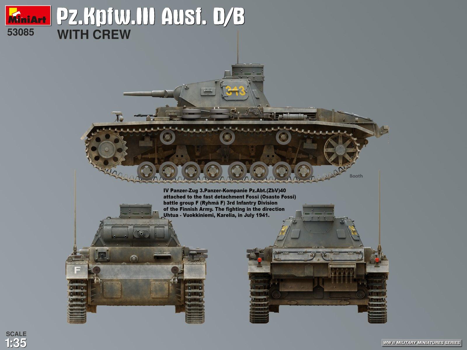 1/35 Miniart Pz.Kpfw.III Ausf. D/B WITH CREW Plastic Model Kit