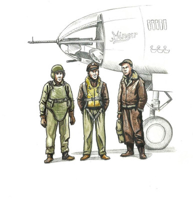 1 72 CMK WWII US bomber pilot and two gunners Resin Figure Model Kit Squadron