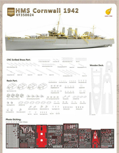 Model Hms Bomb 1/350 Very Fire Models HMS Cornwall Detail Up Set(For Trumpeter ...