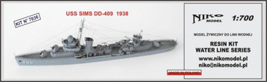1/700 Niko US Navy Destroyer Sims DD-409 Resin Model Kit
