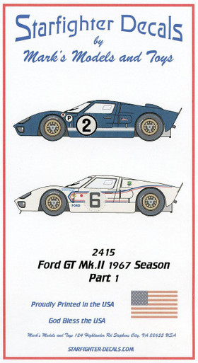 1/24 Starfighter Decals Ford GT MK.II 1967 Season Pt.1 Car 2