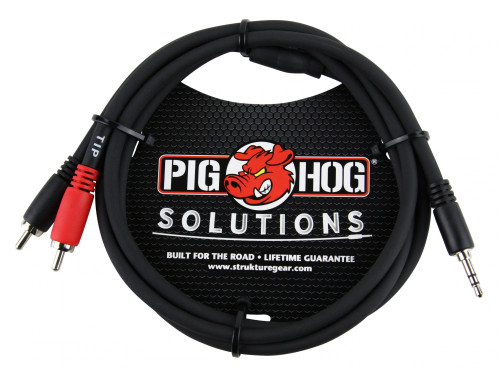 Pig Hog Solutions -Stereo Breakout Cable, 3.5mm to Dual RCA