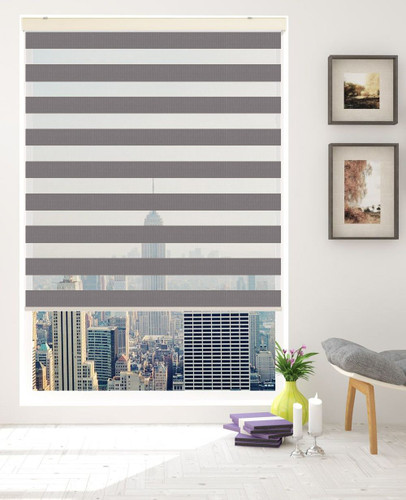 Width 35inch ShadesU Zebra Dual Layer Roller Sheer Shades Blinds Light Filtering Window Treatments Privacy Light Control for Day and Night Maxium Height 72inch Grey Color