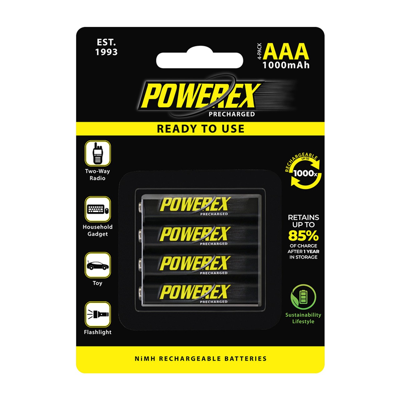 4 piles AAA Maha Powerex préchargées - blister - 950mAh - AAA - NiMH - Piles  rechargeables