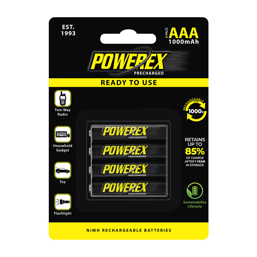 Powerex Precharged AAA Batteries 4-Pack | Powerex by Maha Energy