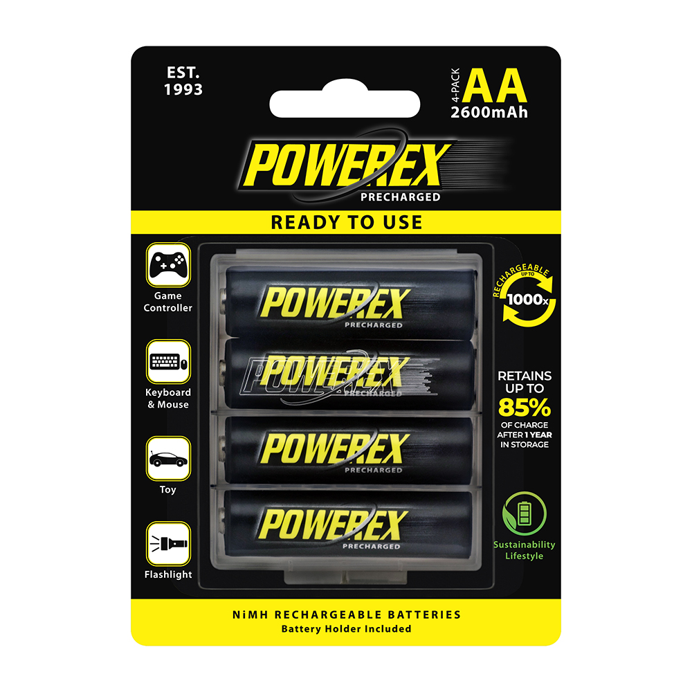 Powerex Precharged Rechargeable D Cell NiMH Batteries MHRDP2 B&H