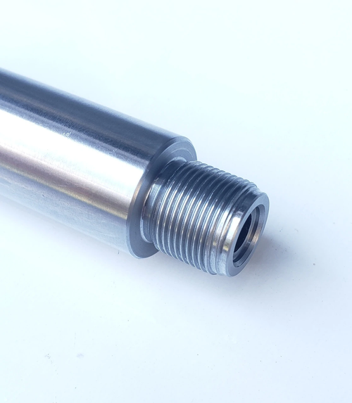 Muzzle threading, note the truncated lead thread that makes it cross-threading proof Muzzle threading, note the truncated lead thread that makes it cross-threading proof