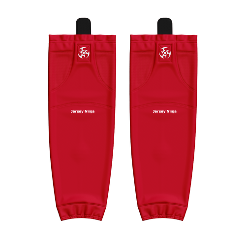 Jersesy Ninja - Solid Red Pro Style Hockey Socks