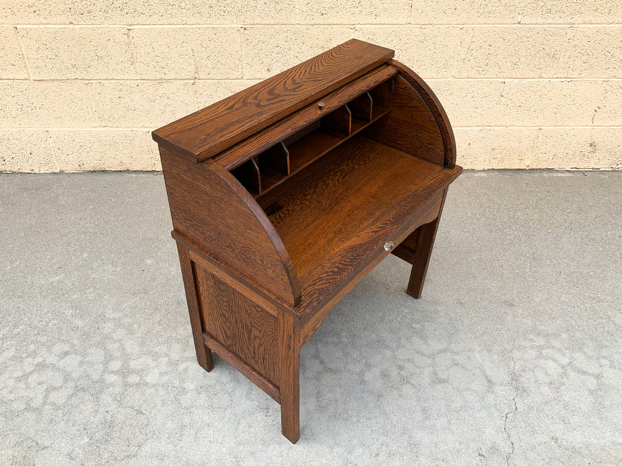 SOLD Antique Children's Oak Roll Top Desk, American Craftsman Rehab