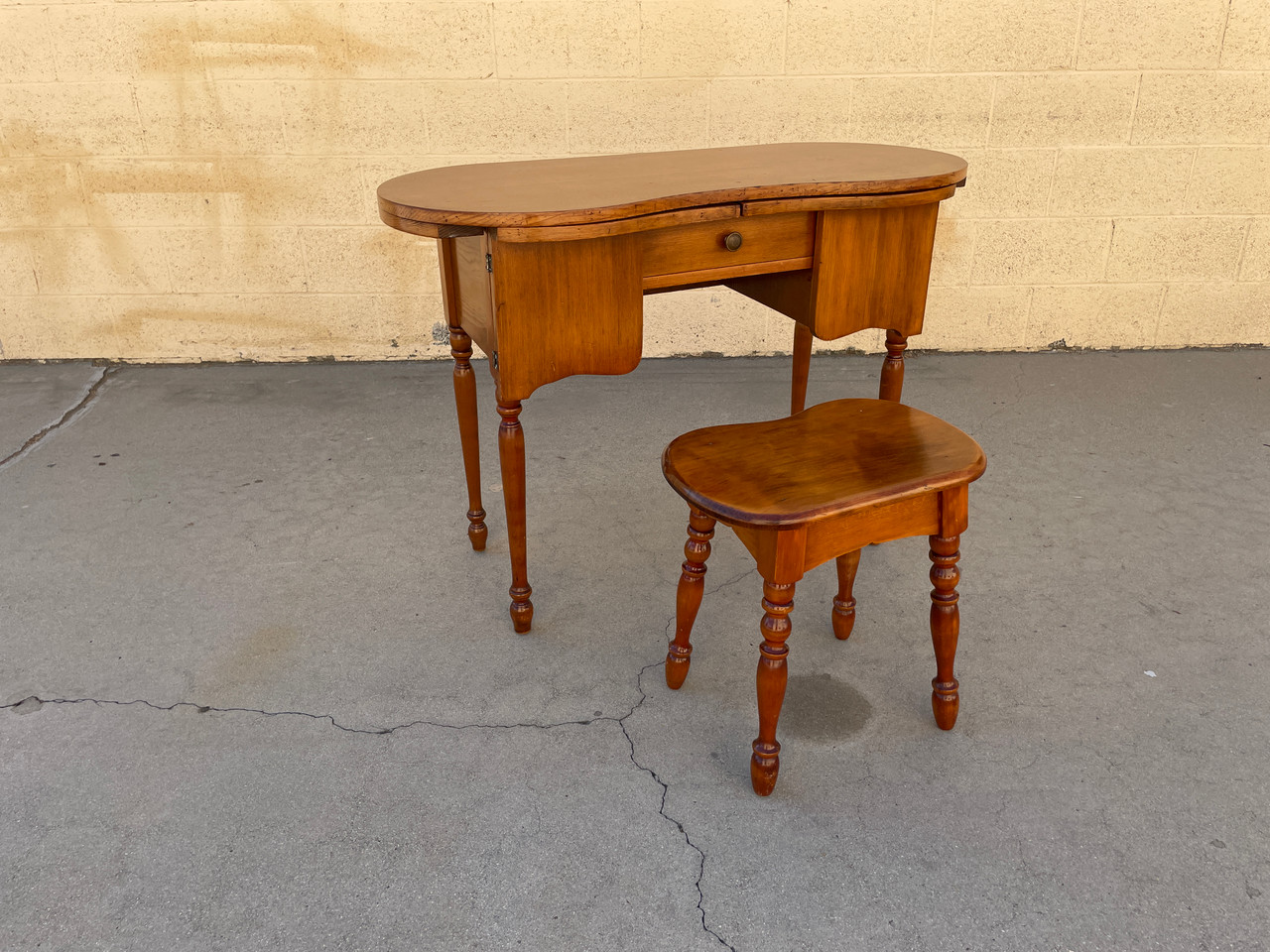 SOLD Antique Desk & Stool by Kaufman Woodcraft Shops Rehab Vintage