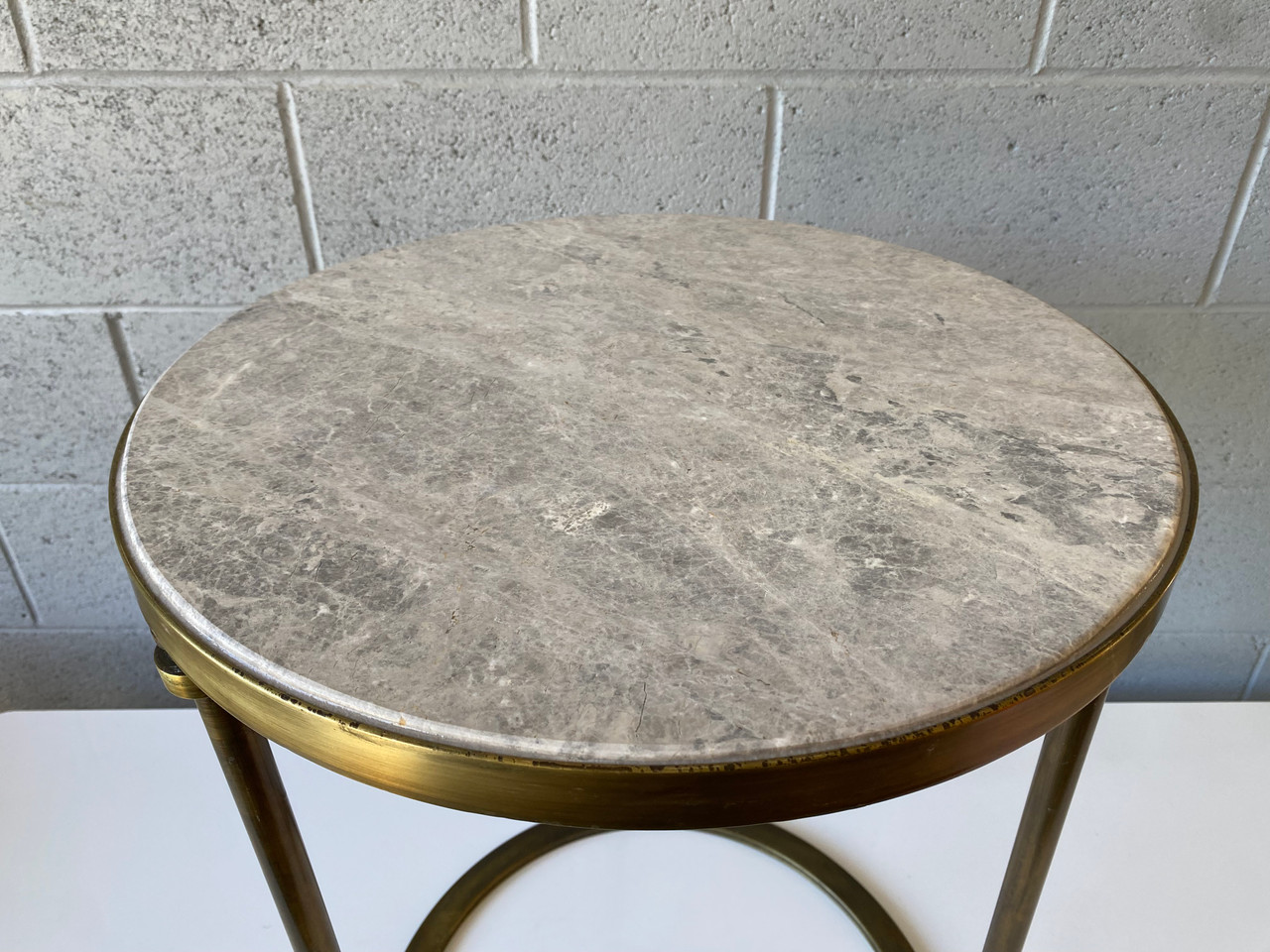 Hollywood Regency Style Brass & Marble Side Table Rehab Vintage Interiors