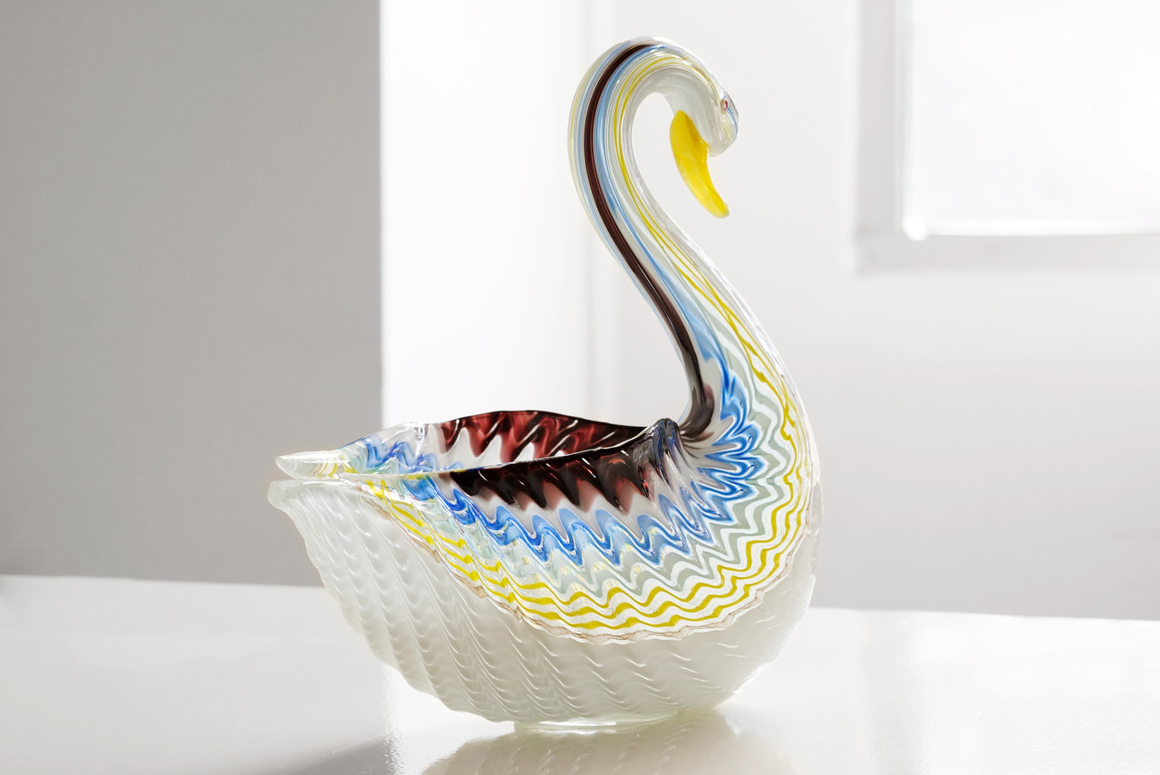 Vintage Murano Art Glass Swan Bowl, Circa 1960s — portmanteau new york