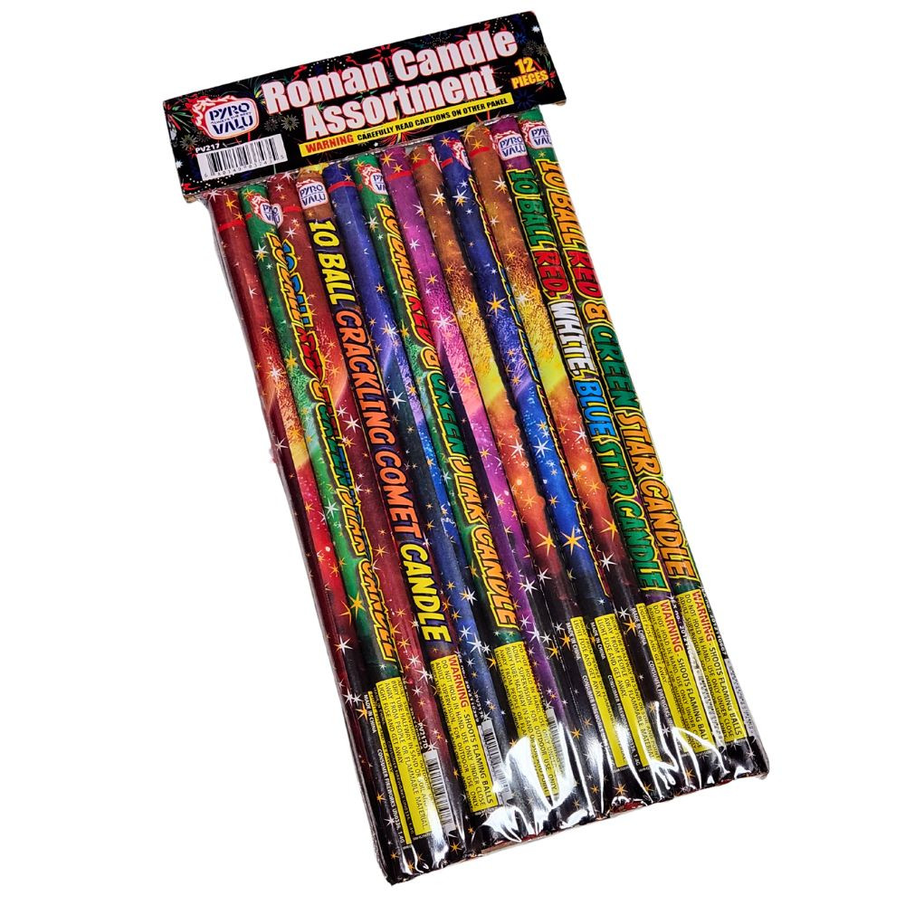 Pyro Valu Roman Candle Assortment 10/12