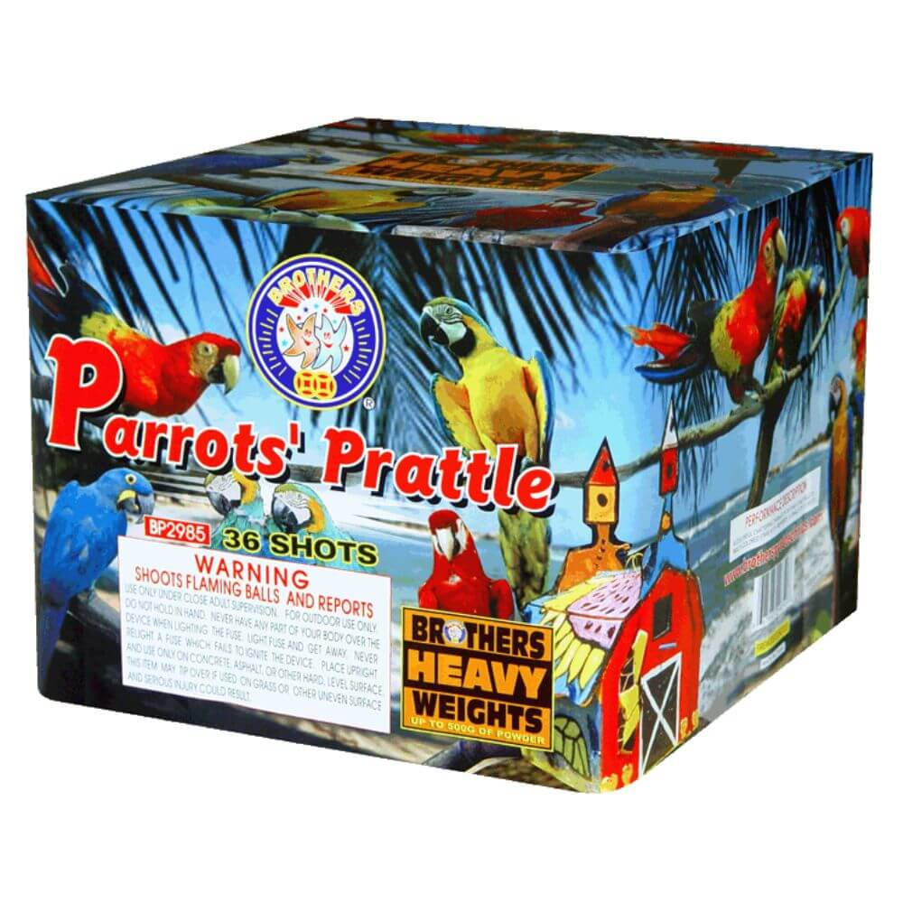 Parrots Prattle 36 shot 500 Gram Cake -Brothers Pyrotechinics