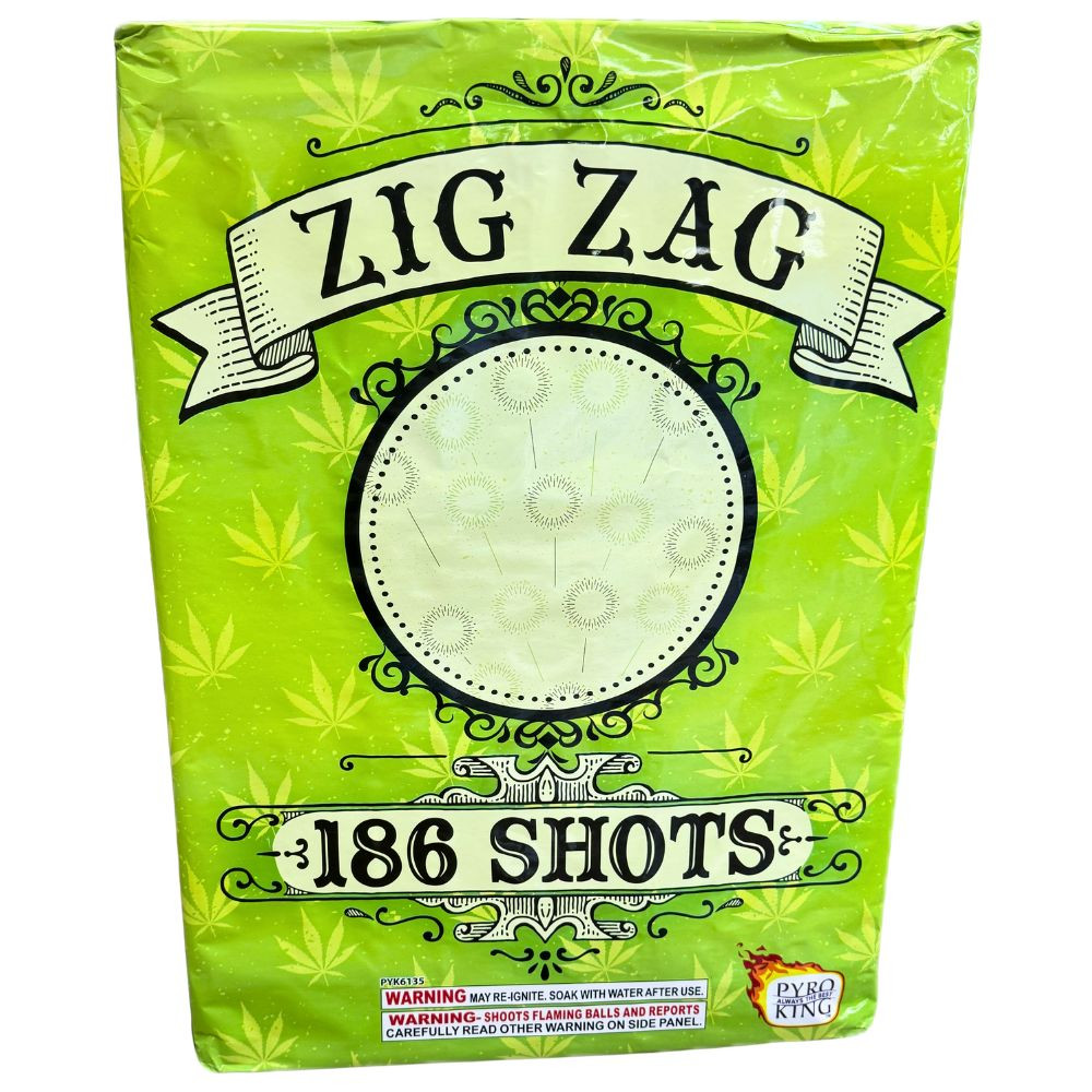 Zig Zag 186 shot 500 Gram Cake - Pyro King Brand Fireworks