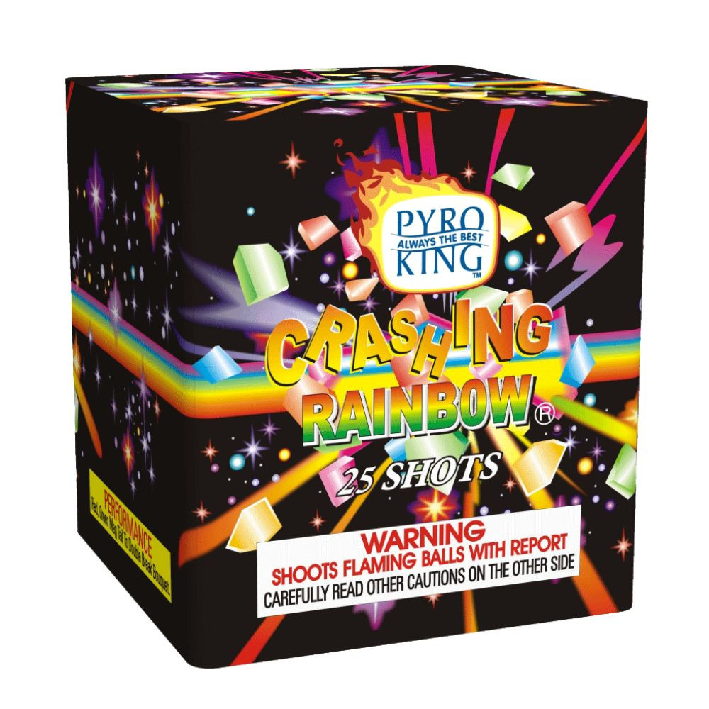 Super Crackling Rainbow 25 shot 200 Gram Cake - Pyro King Brand Fireworks