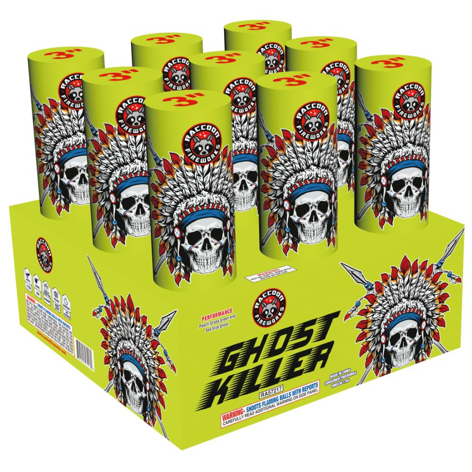 Ghost Killer 9 shot 500 Gram Cake - Raccoon Brand Fireworks