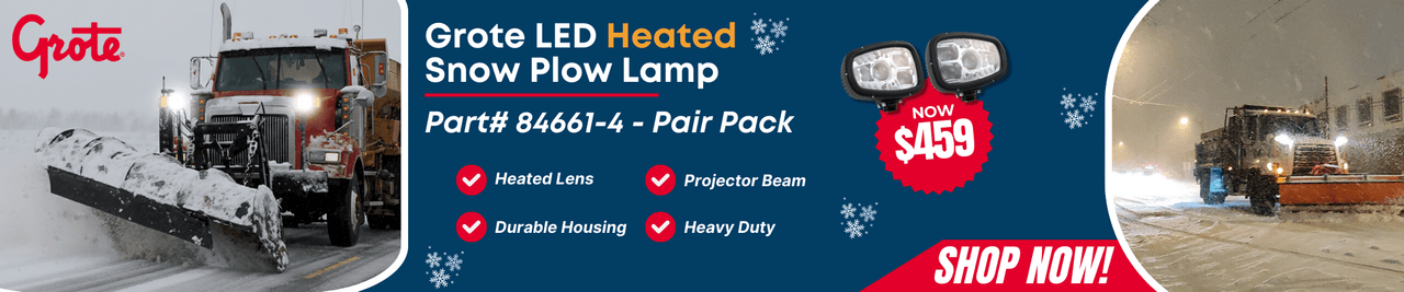 Grote 84661-4 Heated LED Snow Plow Light Kit – Heavy-Duty Heated Lens Lights with 6-Pin DT Connector