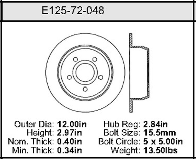 Bendix Disc Rotor Indicator Bendix E12572048 Jeep Rear Disc Rotor