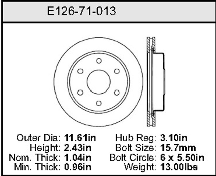 Bendix E12671013 Chevy Brake Rotor