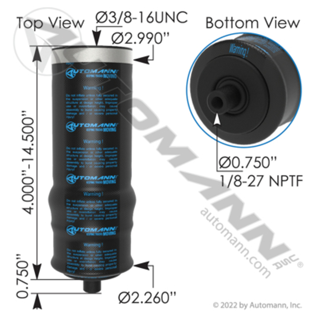 ABSZ70-7110 LINK KW NAVISTAR CAB AIR BAG SPRING - Sadler