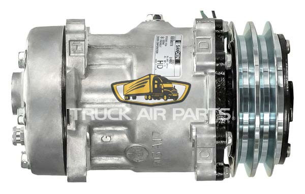 TruckAir Parts 03-3712 - Sanden SD7H15 Air Conditioning Compressor With 125mm Clutch, 2 Groove, 24V, Standard Flex Style