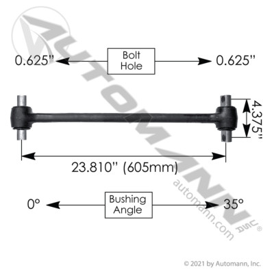ATRO TR46-41716 Torque Rod - Small Eye 23 15/16" Center-to-Center For Heavy Duty Trucks & Trailers