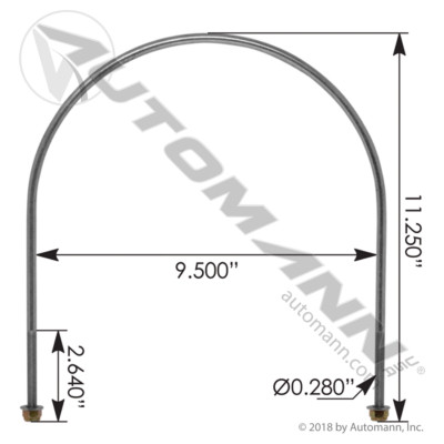 172.7509SS PETERBILT TANK U BOLT 9.5" Sadler Power Train Inc