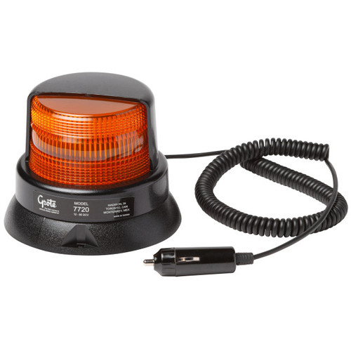 Grote 77203 - Amber Polycarbonate Material Handling Strobe Emergency Light, Magnetic Mount, 12-80V