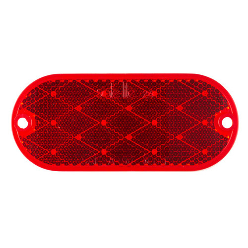 Grote 41032 - Red Oval Reflector, Stick-On or Screw Mount, FMVSS 108 Compliant