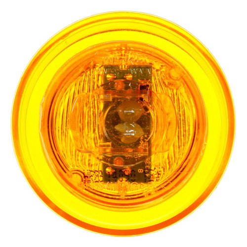 Truck-Lite 10050Y - 10 Series LED Yellow Round 2 Diode Marker Clearance Light, P2, Black Polycarbonate Grommet Mount, Fit 'N Forget M/C, Female PL-10, 12V, Kit