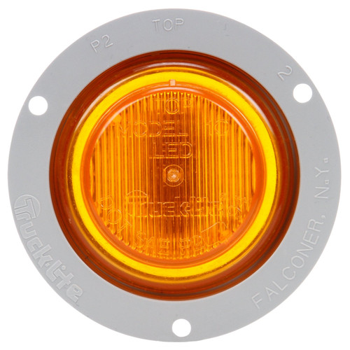 10051Y 10 SERIES, LED, YELLOW ROUND, 2 DIODE, MARKER CLEARANCE LIGHT, P2, GRAY POLYCARBONATE FLANGE MOUNT, FIT 'N FORGET M/C, FEMALE PL-10, 12V, KIT