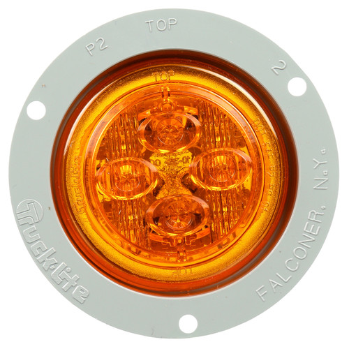 10089Y 10 SERIES, LOW PROFILE, LED, YELLOW ROUND, 8 DIODE, MARKER CLEARANCE LIGHT, PC, GRAY POLYCARBONATE FLUSH MOUNT, PL-10, .180 BULLET TERMINAL/RING TERMINAL, 12V, KIT