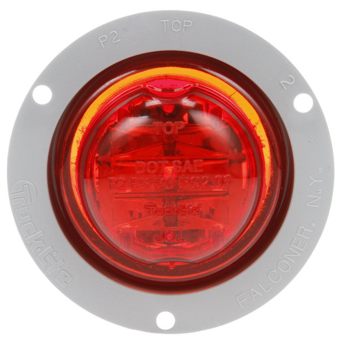 10279R 10 SERIES, HIGH PROFILE, LED, RED ROUND, 8 DIODE, MARKER CLEARANCE LIGHT, PC, GRAY POLYCARBONATE FLANGE MOUNT, PL-10, 12V