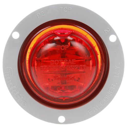 Truck-Lite 10279R - 10 Series High Profile LED Red Round 8 Diode Marker Clearance Light, PC Gray Polycarbonate Flange Mount, PL-10, 12V